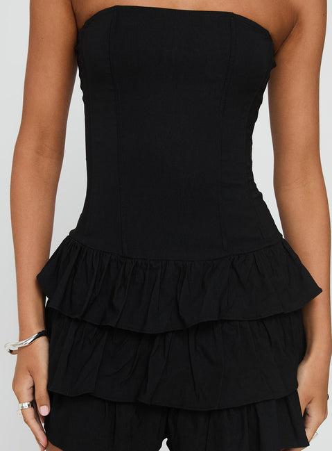 Valentia Tiered Mini Dress Black Product Image