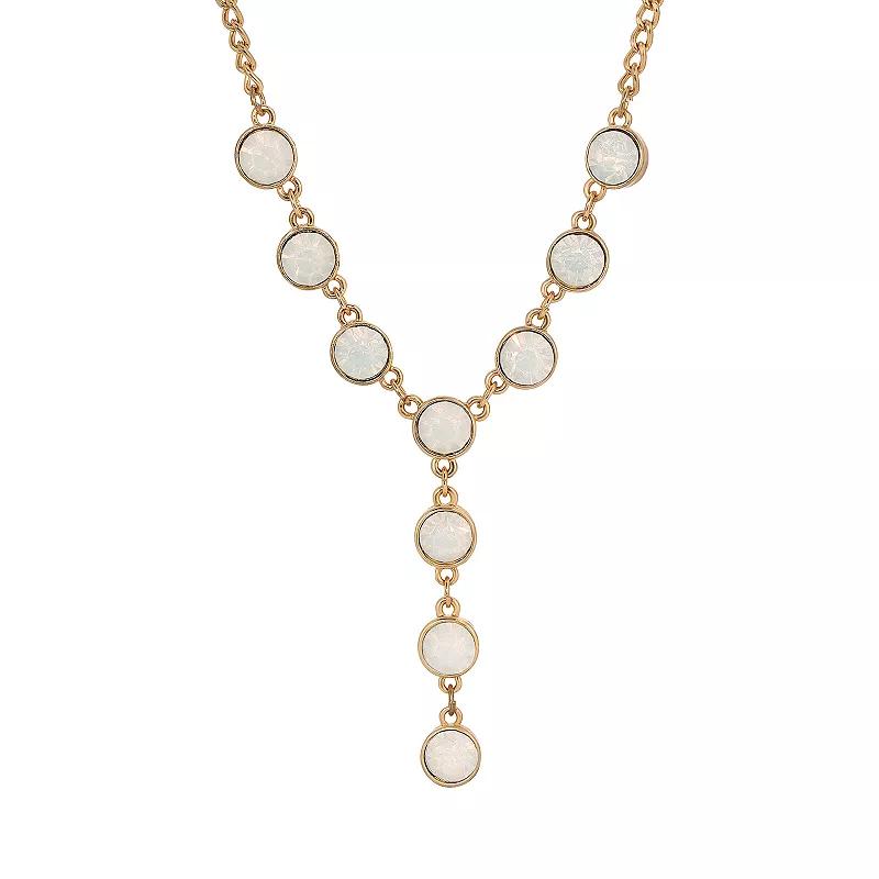1928 Gold Tone Multi-Color Simulated Pearl Chain Strand Necklace, Women's, White Product Image