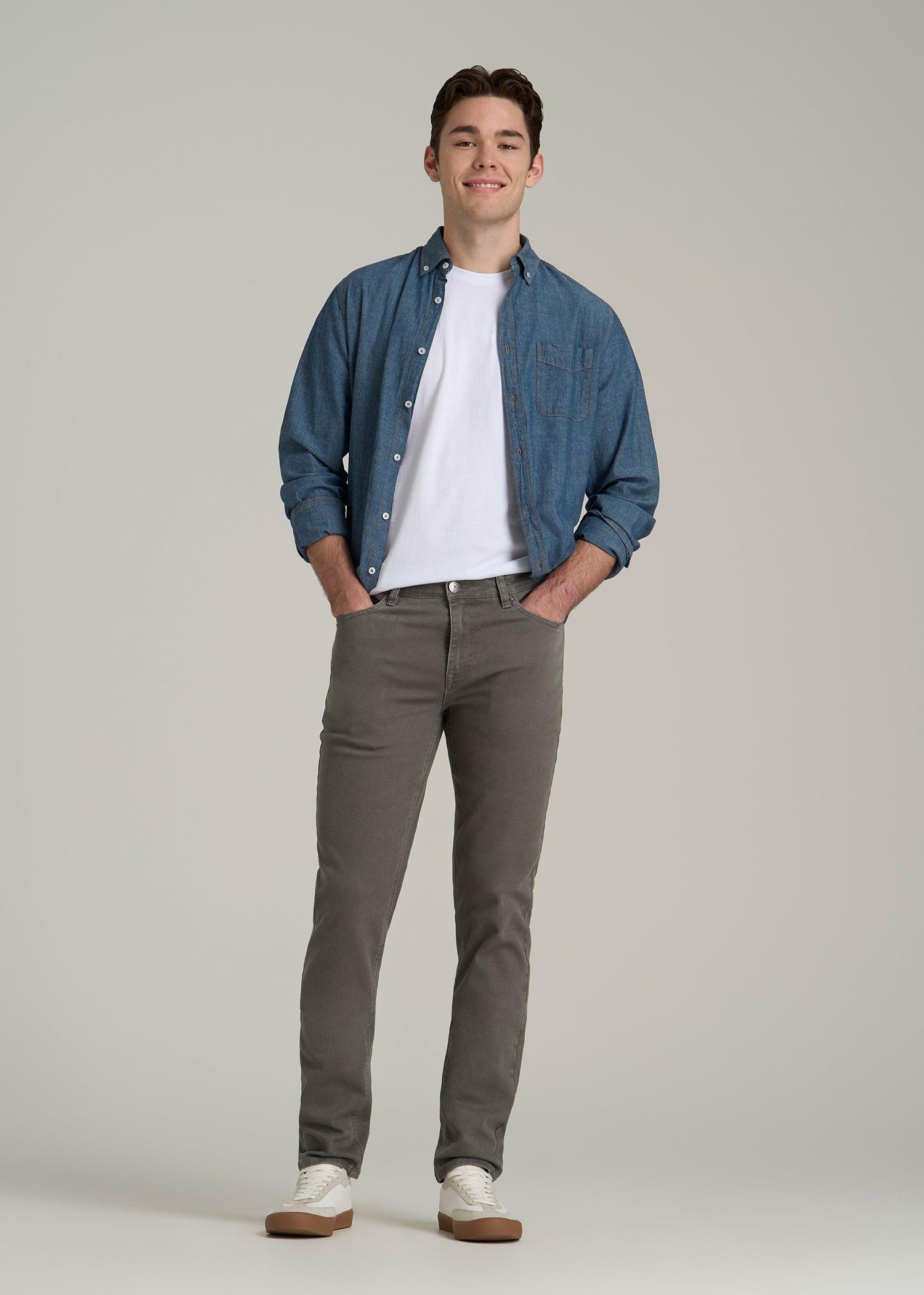 Dylan Slim Fit Colored Jeans for Tall Men in Sage Male Product Image