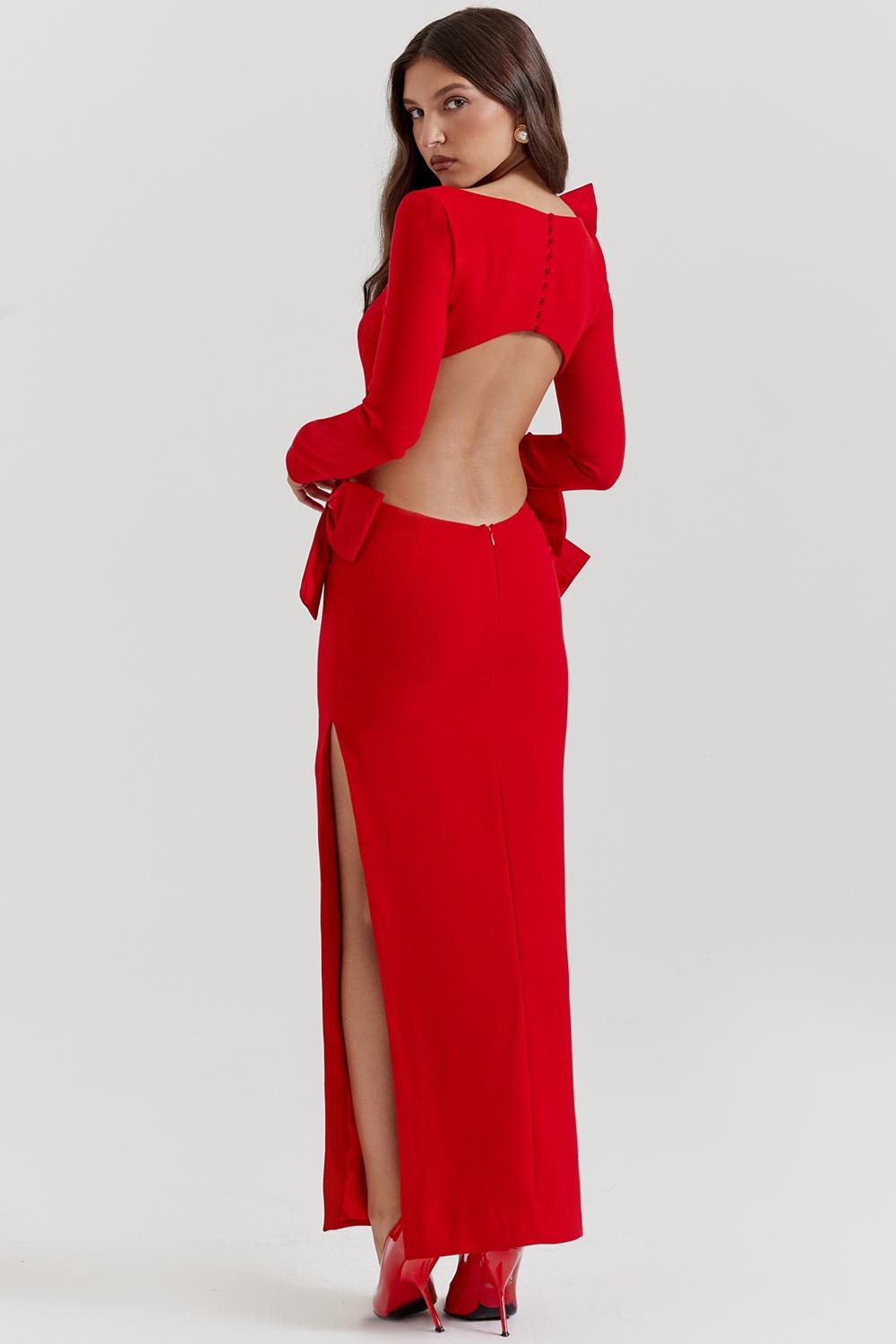 Lavele  red bow maxi dress Product Image