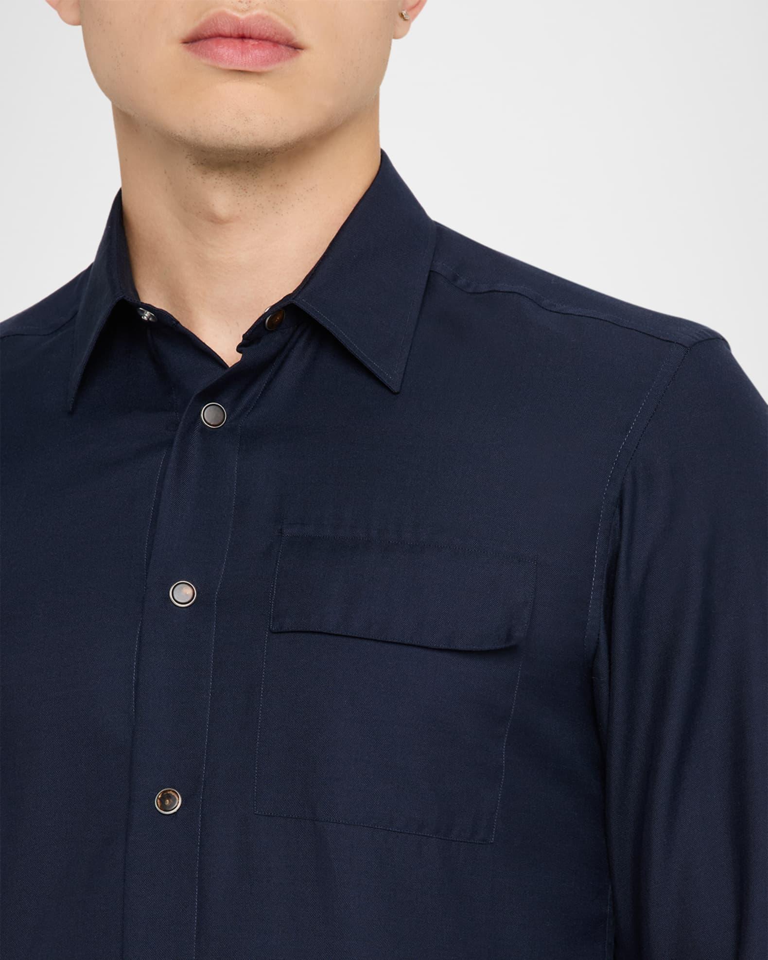 Men's Cotton and Silk Snap-Front Overshirt Product Image