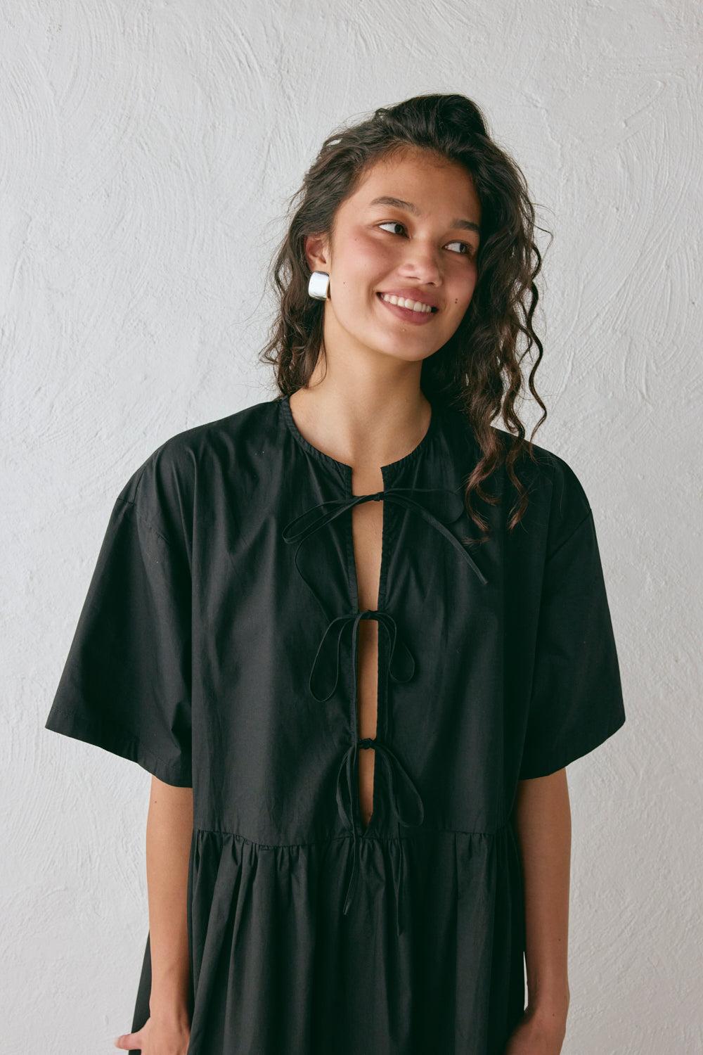 Naomi Smock Maxi Dress Black Product Image