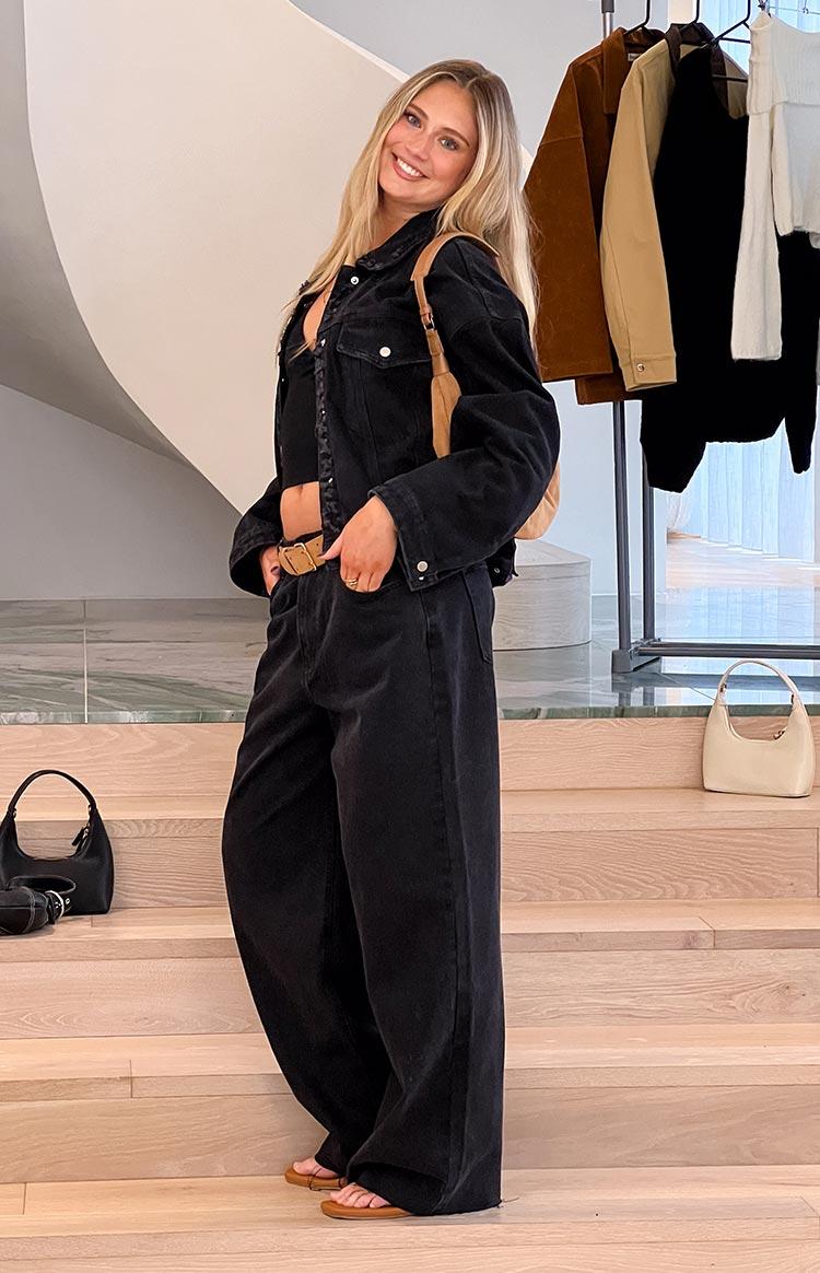 She's Yours Black Wide Leg Boyfriend Jeans Girls Product Image