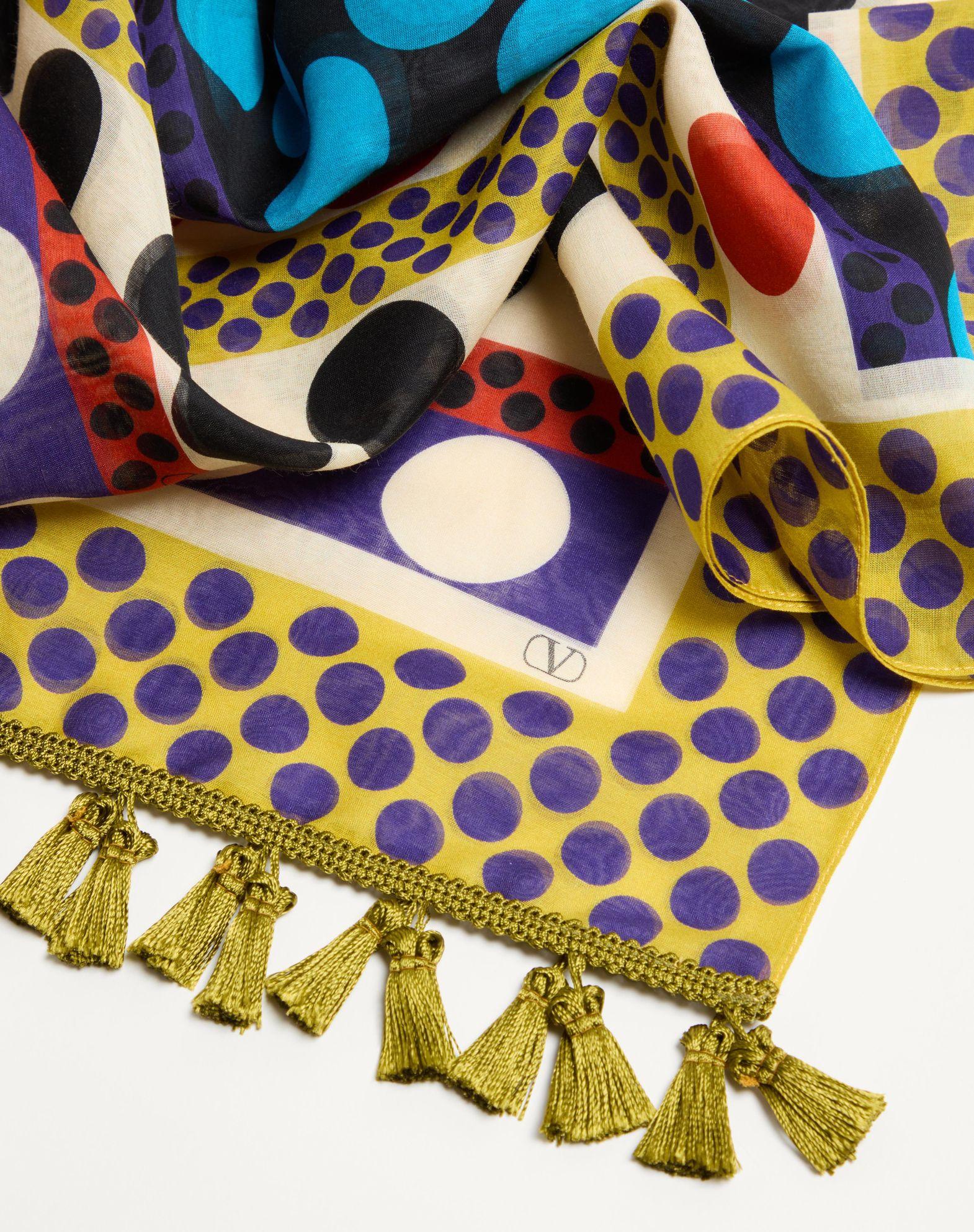 Escape Sarong In Cotton And Silk With Stripe And Polka Dot Print Product Image