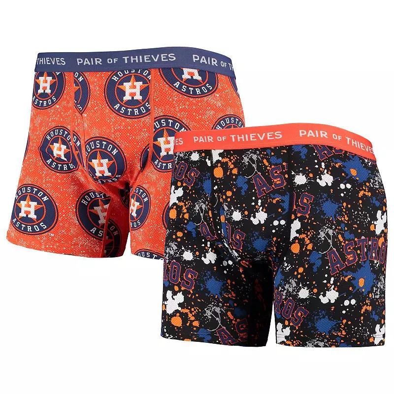 Men's Pair of Thieves Black/Orange Houston Astros Super Fit 2-Pack Boxer Briefs Set, Size: Large Product Image
