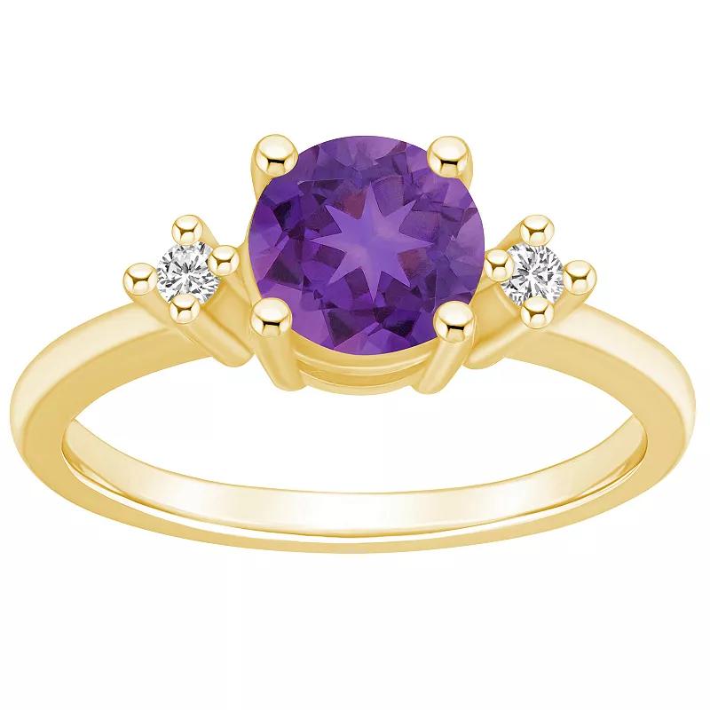 Alyson Layne 14k Gold Round Amethyst & Diamond Accent Ring, Women's, Size: 8 Product Image