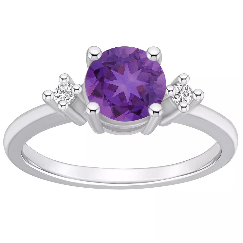 Alyson Layne 14k White Gold Round Amethyst & Diamond Accent Ring, Women's, Size: 8 Product Image