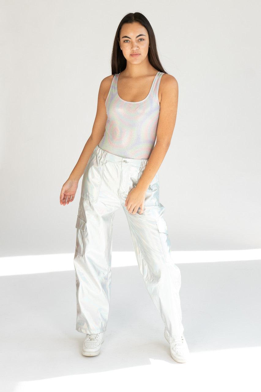 Silver Holographic Skater Jeans Product Image