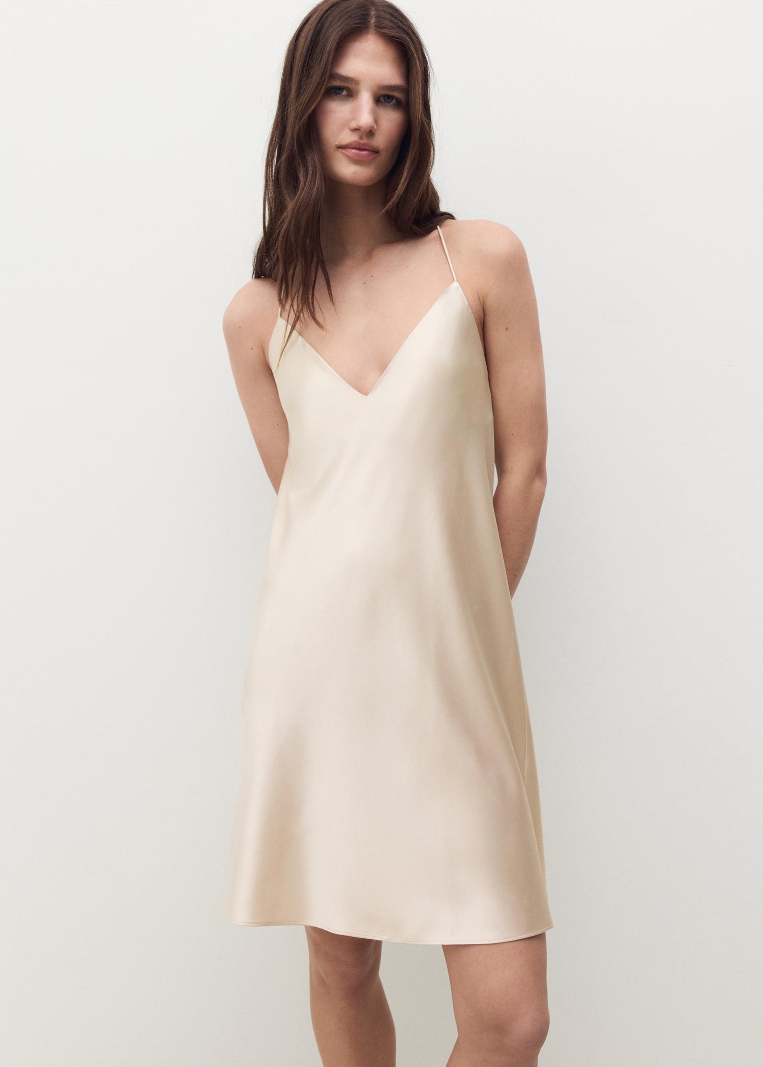 Silk strapless nightgown - Women | MANGO USA Product Image