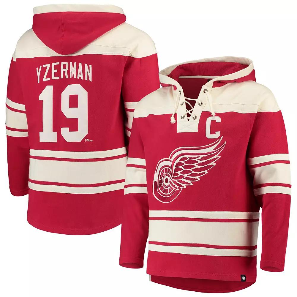 Men's '47 Steve Yzerman Red Detroit Red Wings Player Lacer Pullover Hoodie, Size: Large Product Image