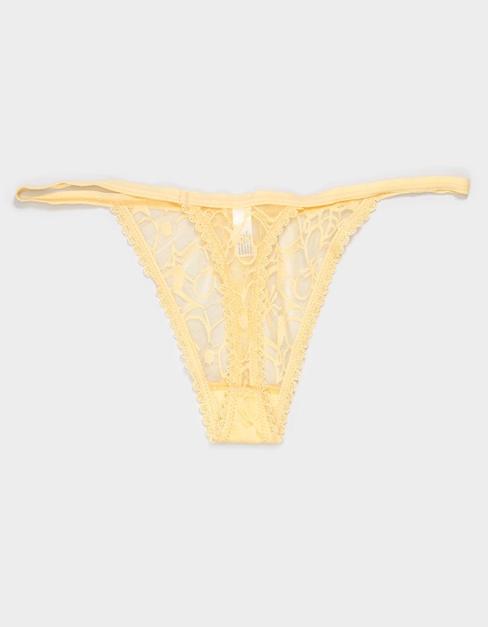 FULL TILT All Over Floral Lace Thong - YELLOW Product Image