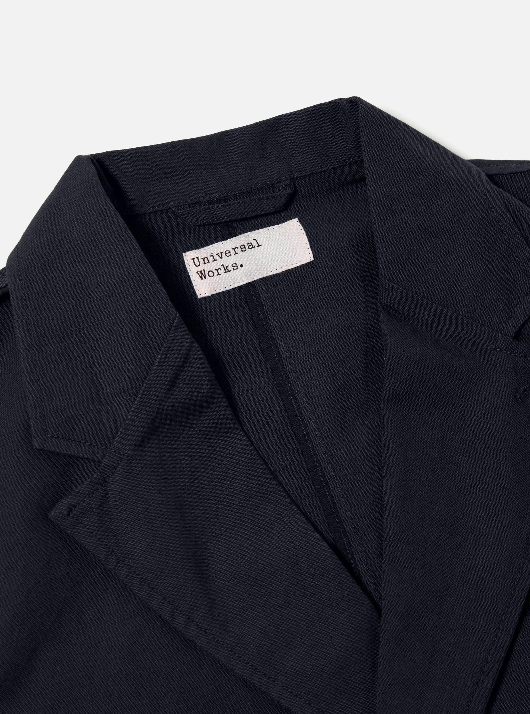 Universal Works Manor Jacket in Navy Linen Slub Weave Product Image
