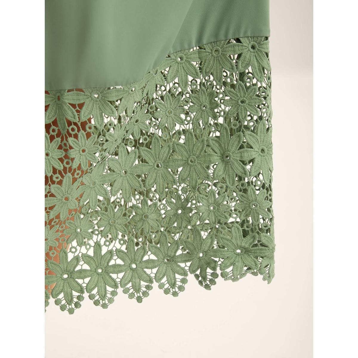 Plus Size Lace Cut-Out Stretchy Waist Midi Dress Greenbean Women Non Sleeveless Curvy BloomChic 12/L Product Image