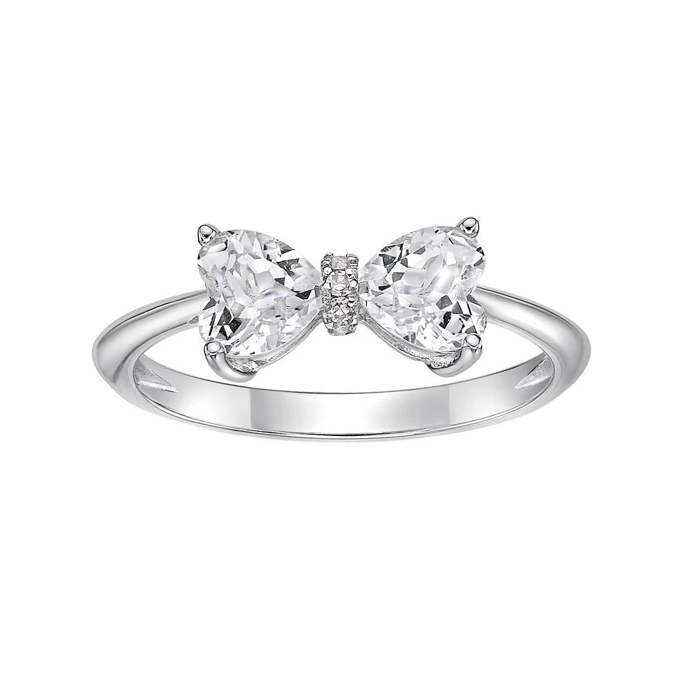 Gemminded Sterling Silver Heart-Shaped White Topaz & Diamond Accented Ring, Women's, Size: 5 Product Image