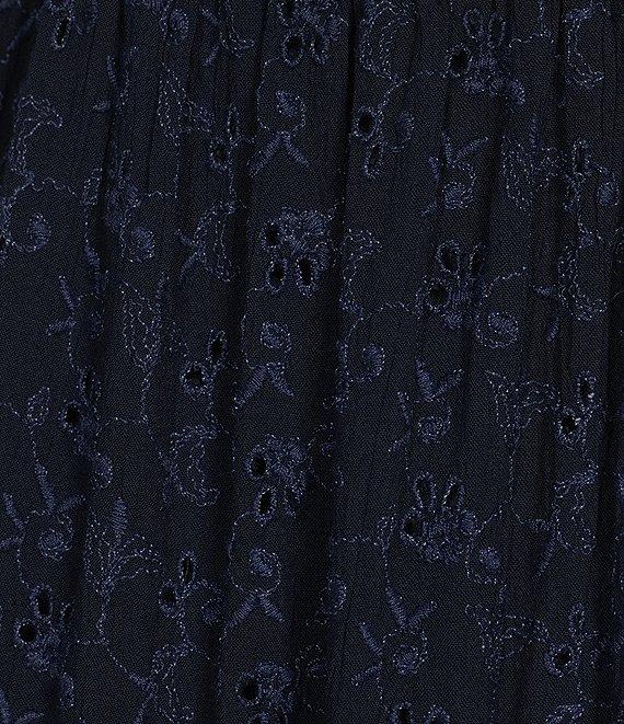 Angie Eyelet Tie Front Lace Trim Tiered Dress Product Image