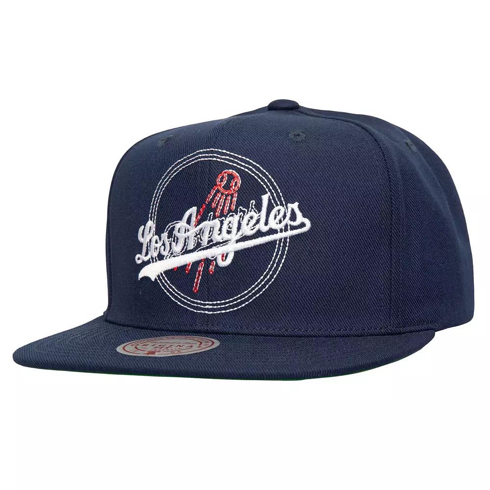 Men's Mitchell & Ness Navy Los Angeles Dodgers Double Up Snapback Hat, Blue Product Image