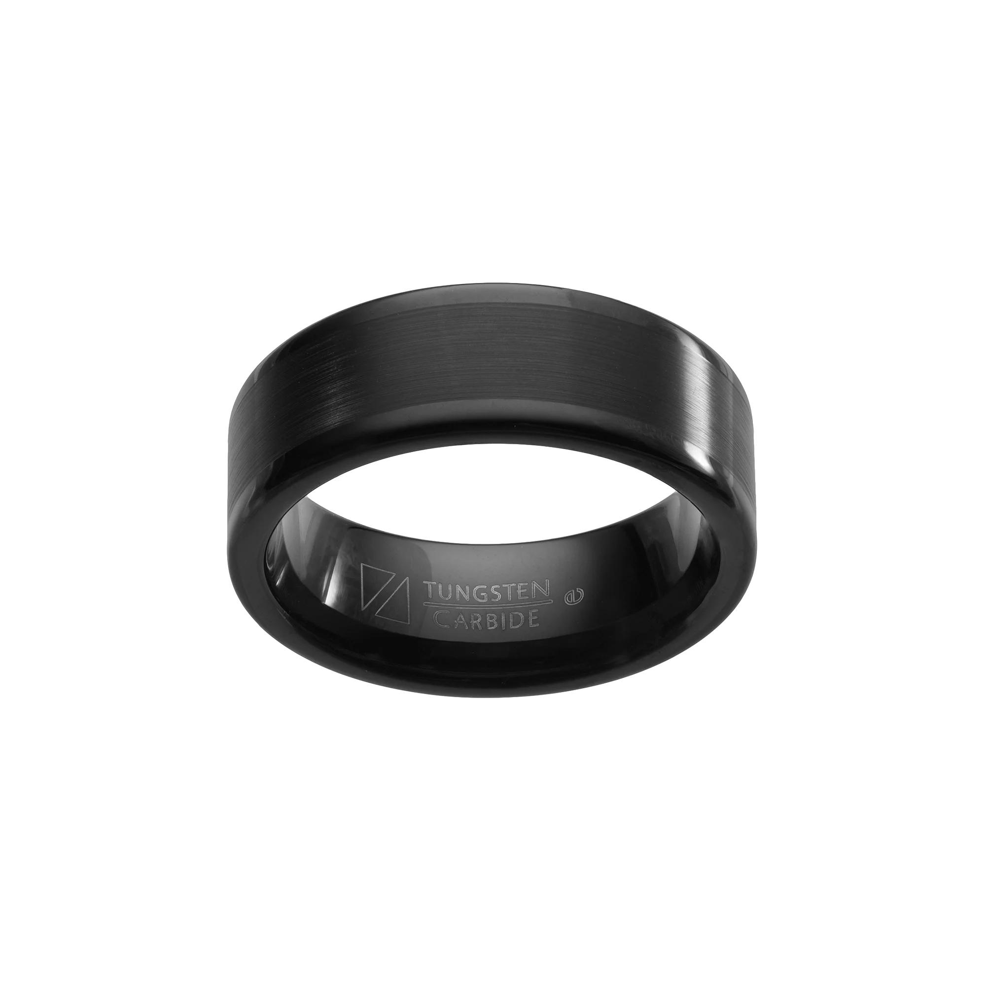 AXL Black Ion-Plated Tungsten Carbide Men's Wedding Band, Size: 11.50 Product Image