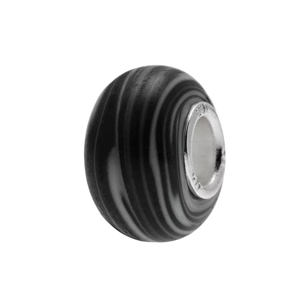 Individuality Beads Sterling Silver Glass Swirl Bead, Women's, Black Product Image