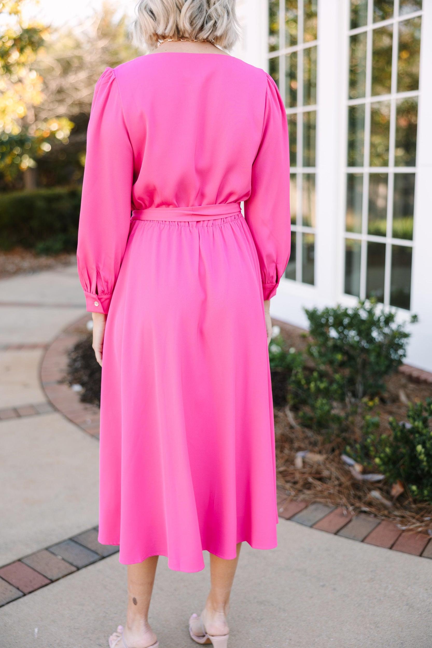 All About You Fuchsia Pink Midi Dress Female Product Image