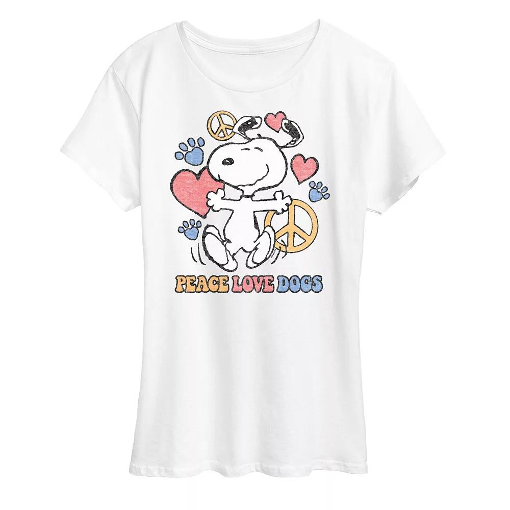 Women's Peanuts Snoopy Peace Love Dogs Graphic Tee,  Product Image