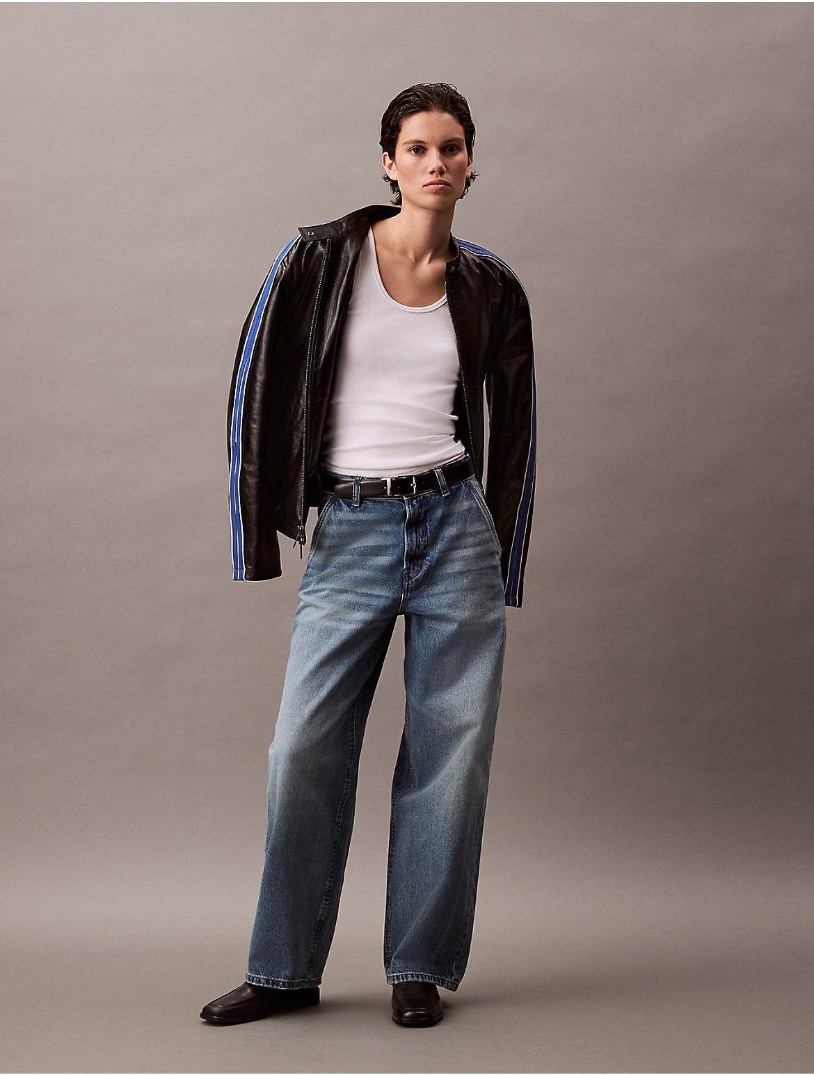 Calvin Klein Womens High Rise Barrel Jeans - Black Product Image