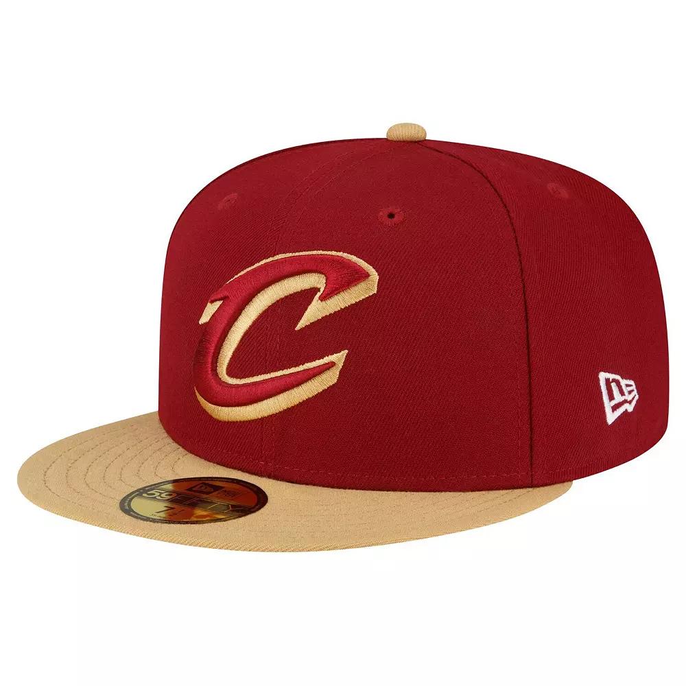 Men's New Era Wine/Gold Cleveland Cavaliers 2-Tone 59FIFTY Fitted Hat, Size: 7 5/8, Team Product Image