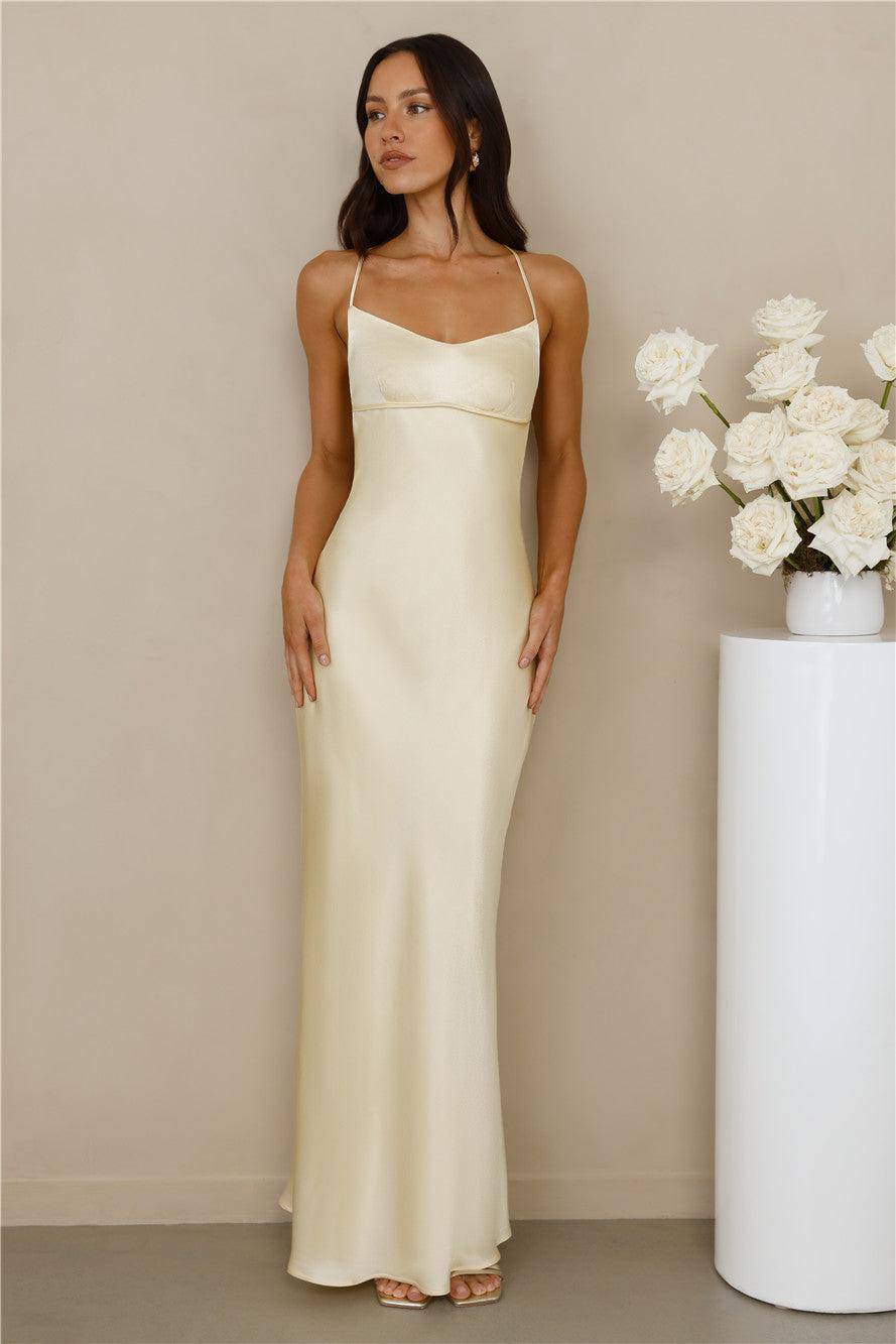 The Samara Satin Maxi Dress Yellow Product Image