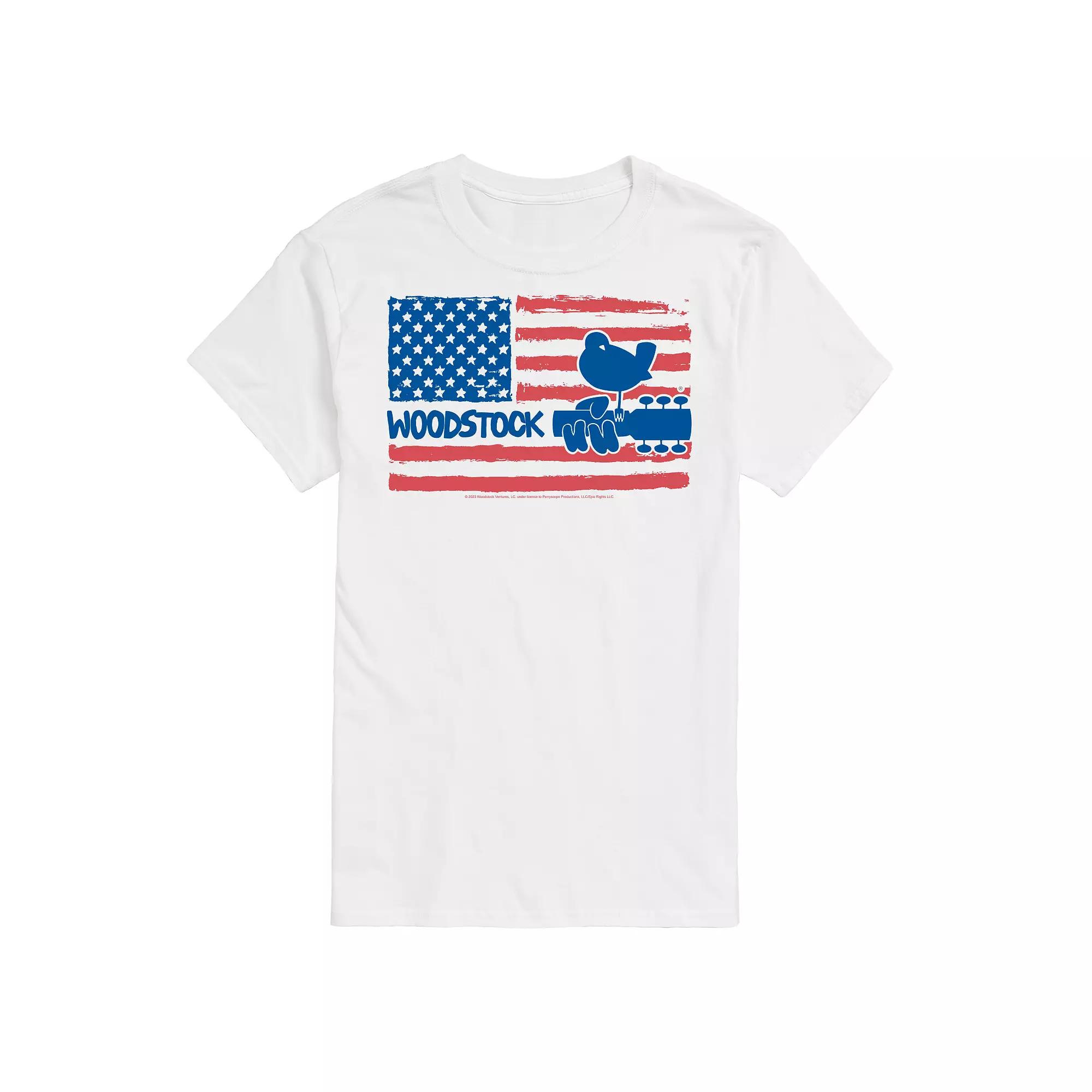 Big & Tall Woodstock American Flag Graphic Tee, Men's,  Product Image