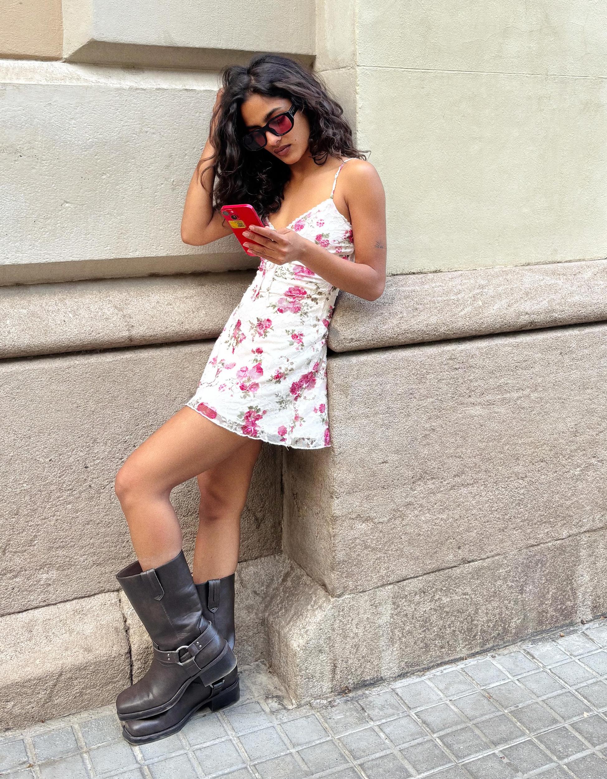 Mid-calf flat biker boots Product Image