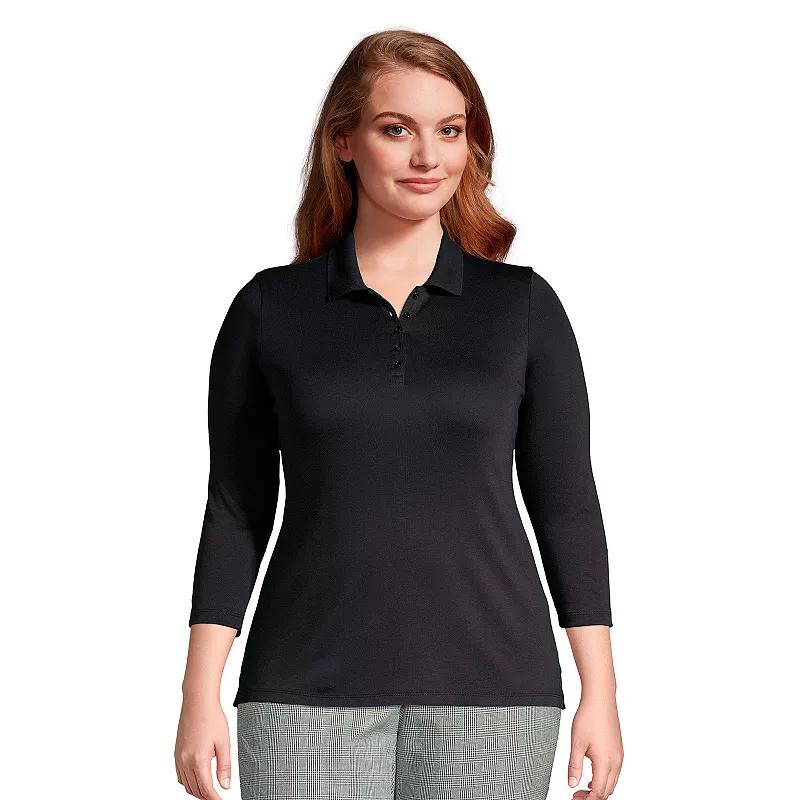 Plus Size Lands' End Long Sleeve Supima Cotton Polo Shirt, Women's, Size: 1XL, White Product Image