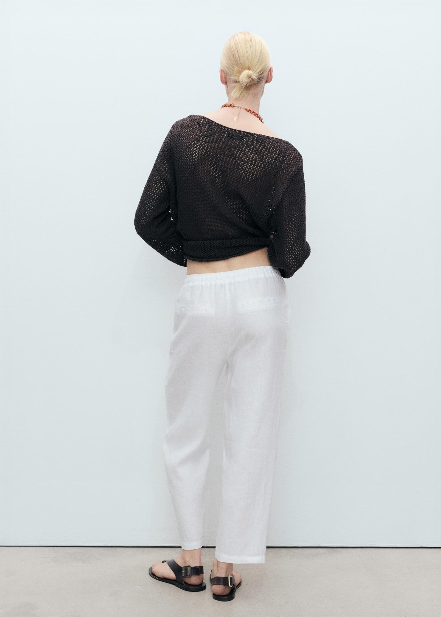Straight linen-blend pants - Women | MANGO USA Product Image