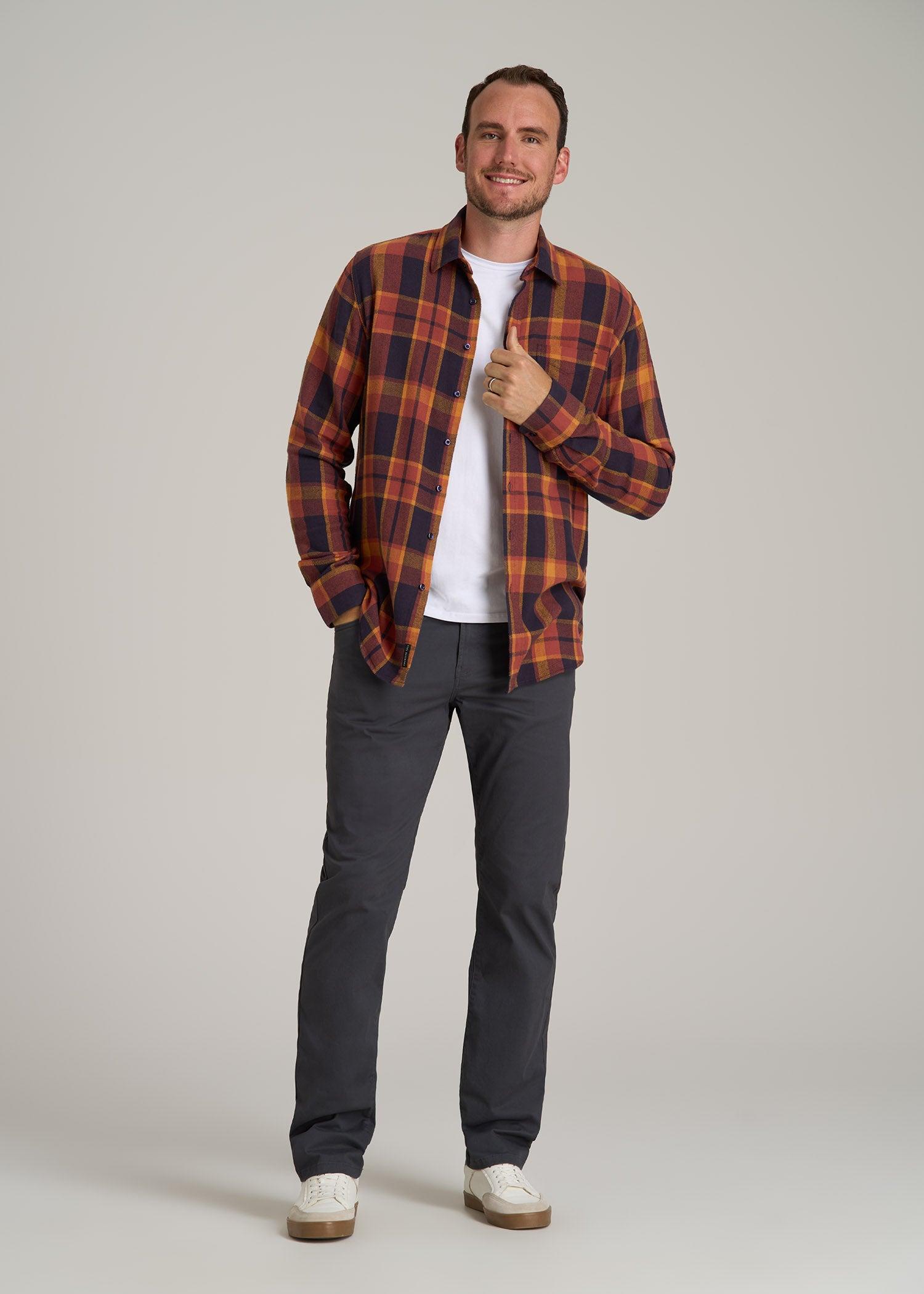 Nelson Flannel Shirt for Tall Men in Burnt Orange Tartan Product Image