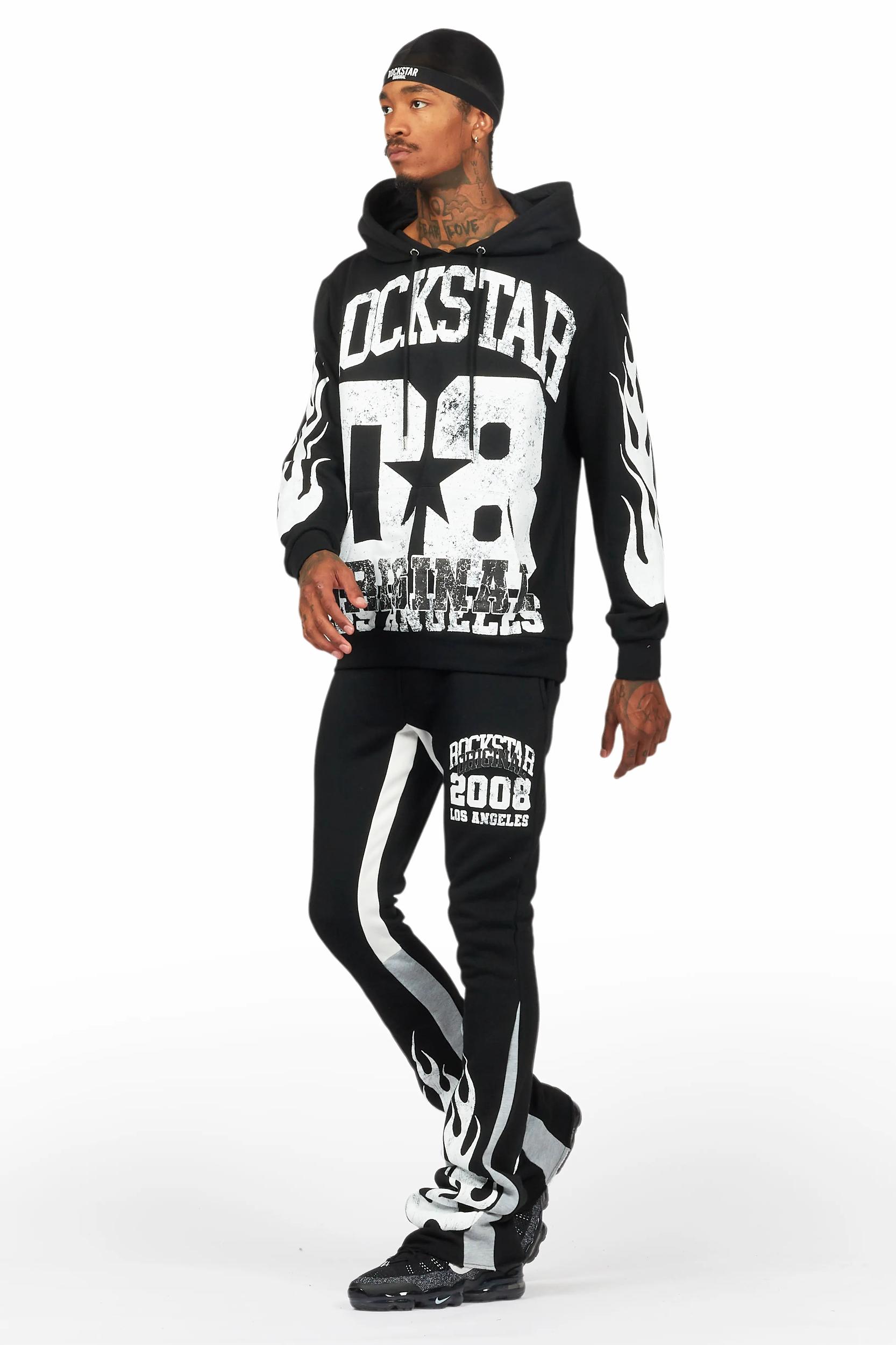 Edel Black/White Hoodie/Stacked Flare Pant Set Male Product Image