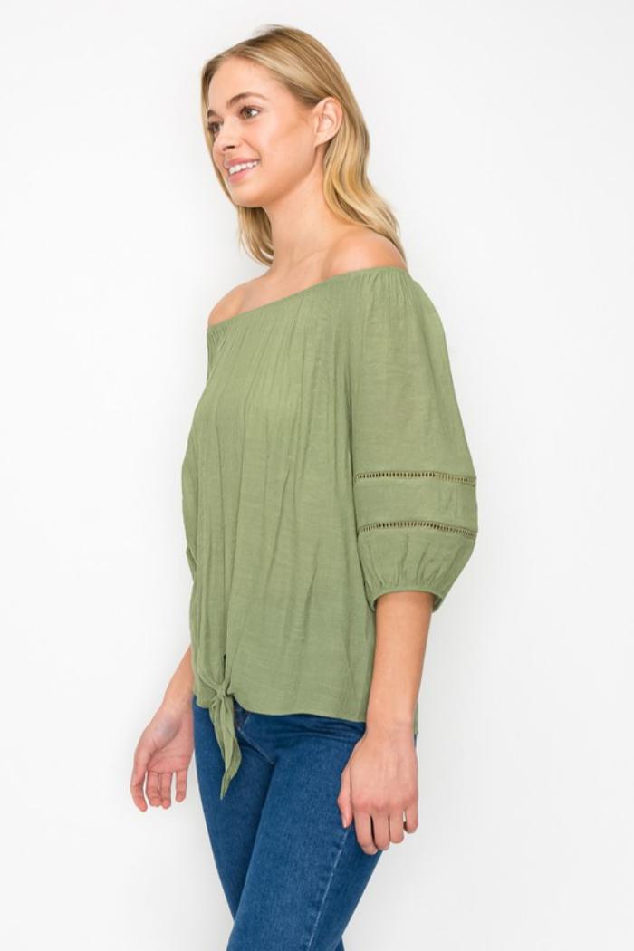Tie Front Off Shoulder Top Product Image
