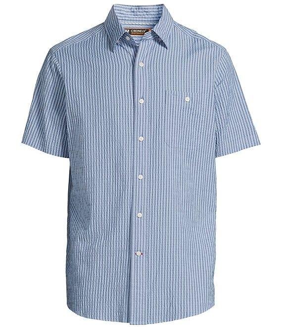 Cremieux Blue Label Big & Tall Performance Stretch Stripe Seersucker Short Sleeve Woven Shirt Product Image