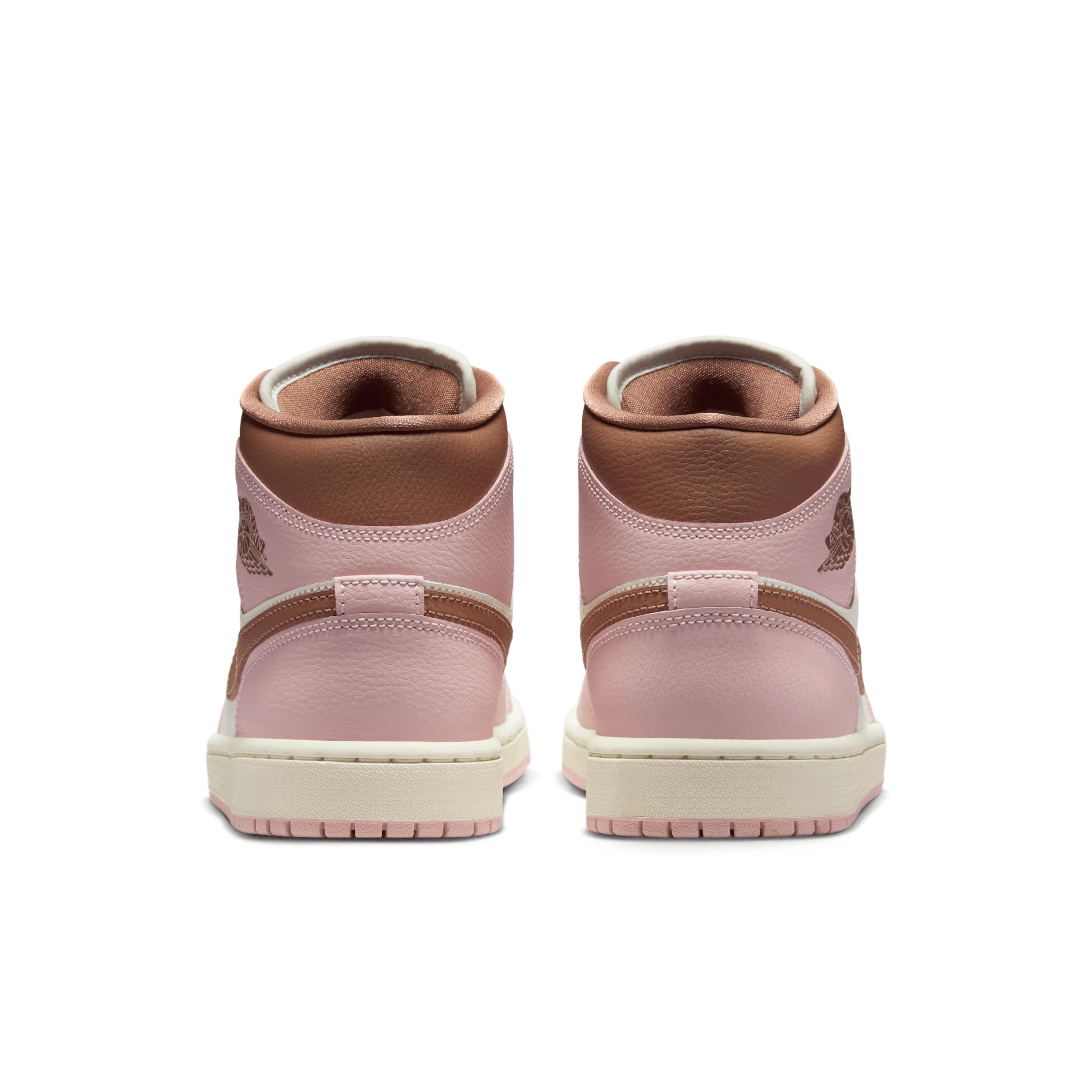 Jordan Womens Jordan AJ 1 Mid - Womens Basketball Shoes Archeo Brown/Pink Oxford/Sail Product Image