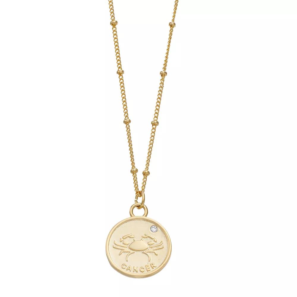City Luxe Cubic Zirconia & Beaded Chain Zodiac Pendant Necklace, Women's, Gold Tone Gemini Product Image
