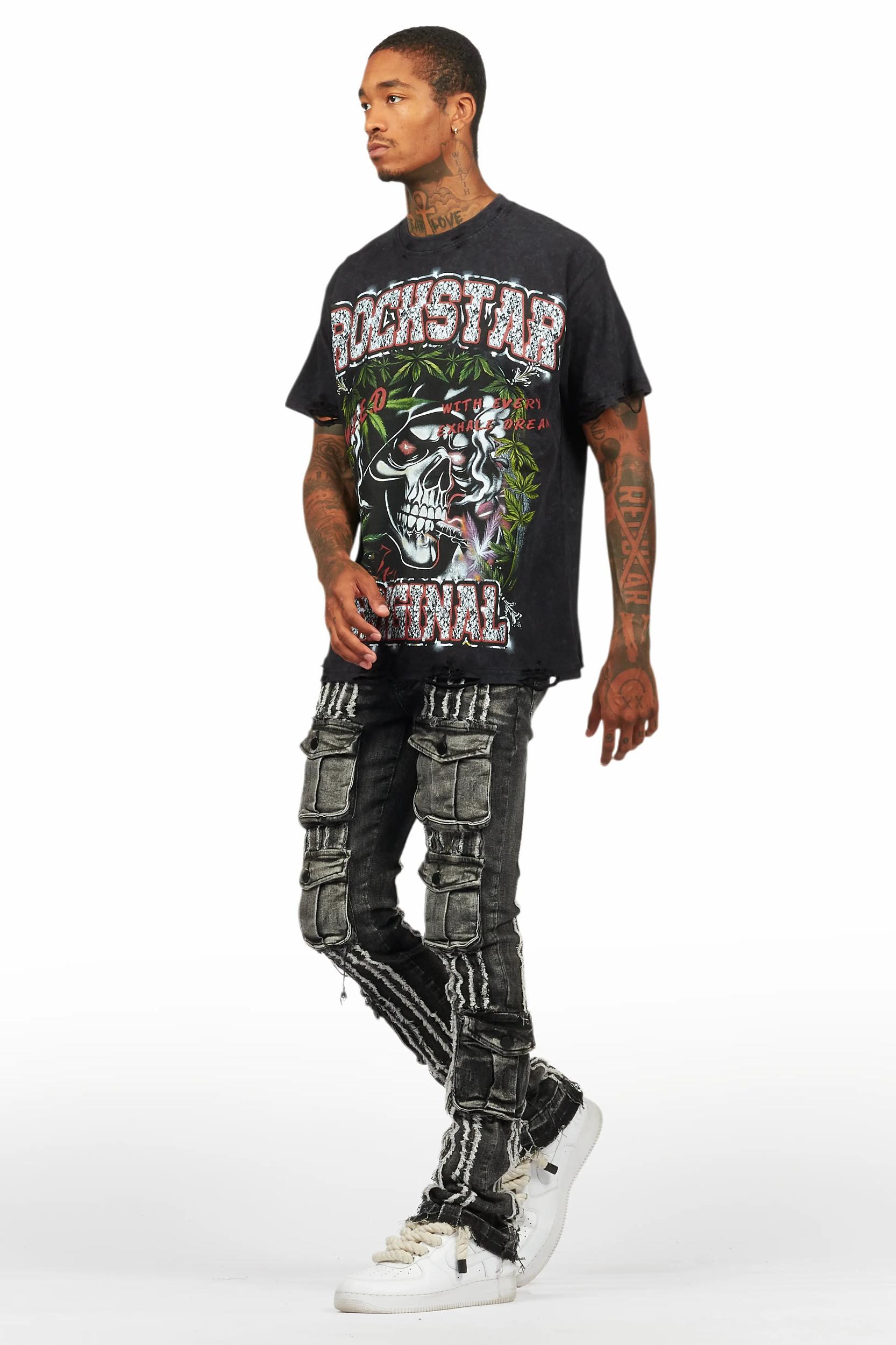 Hyzon Black Oversized Graphic T-Shirt Male Product Image