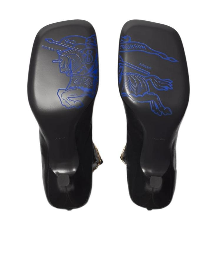 BURBERRY Leather Ankle Boots Chain Detail In Black Product Image