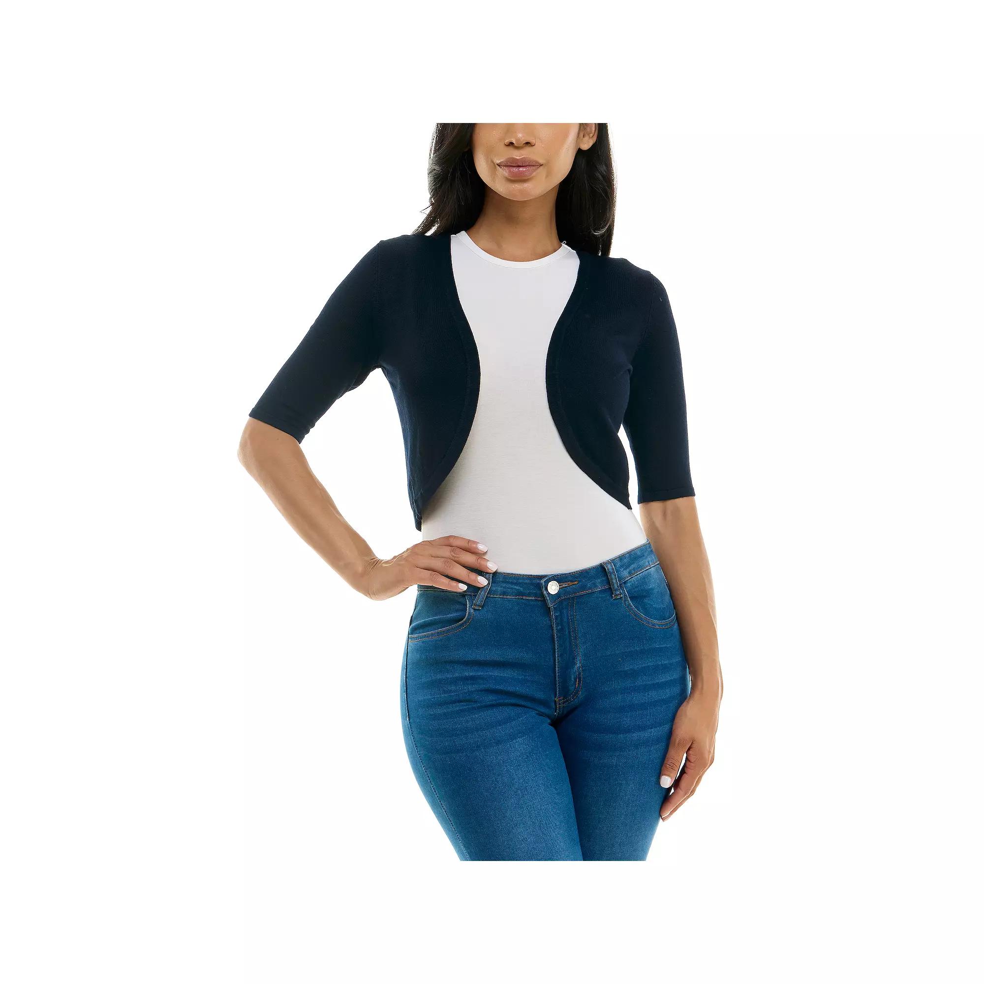 Women's Nina Leonard Curved Edge Bolero, Size: Small, Blue Product Image