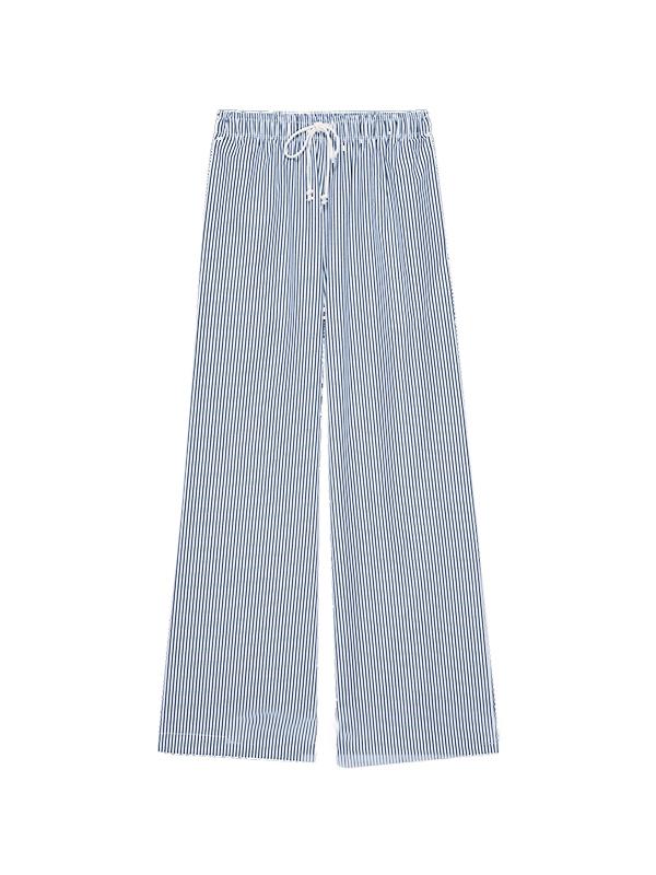 Pinstripe Drawstring Wide Leg Pants Product Image