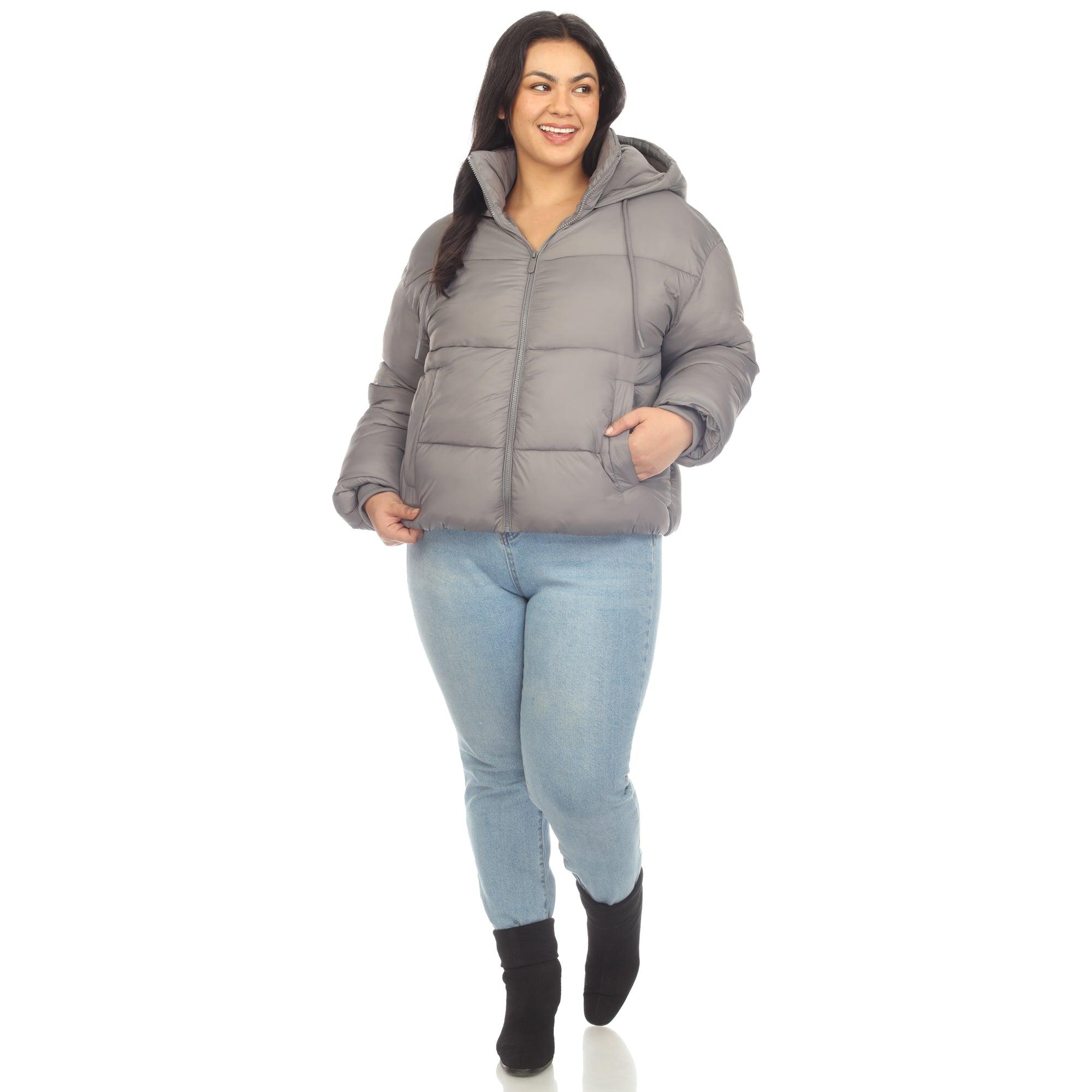 Full Front Zip Hooded Bomber Puffer Coat - Plus Product Image