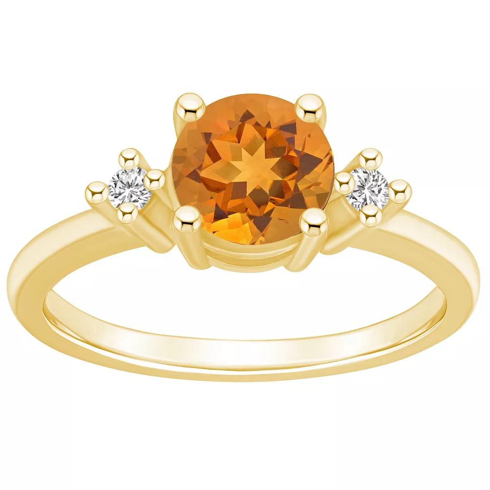 Alyson Layne 14k Gold Round Citrine & Diamond Accent Ring, Women's, Size: 5 Product Image