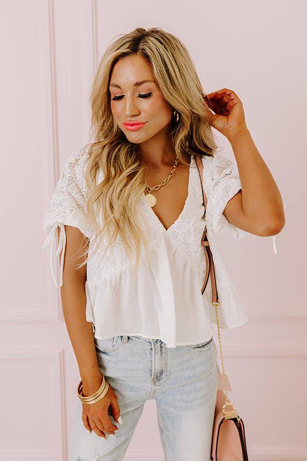 Romance Everywhere Embroidered Top In White Product Image