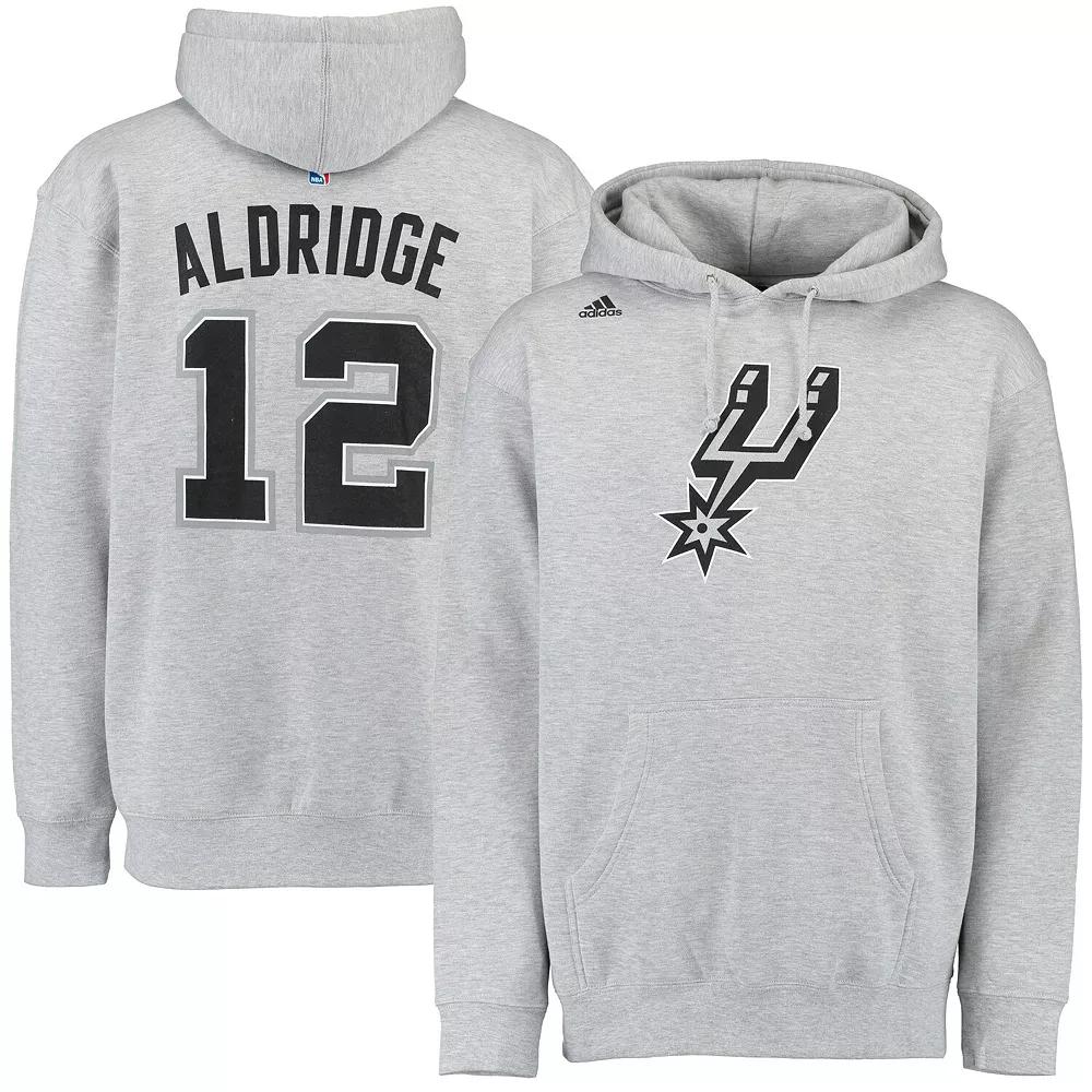 Men's adidas LaMarcus Aldridge Gray San Antonio Spurs Name & Number Pullover Hoodie, Size: Large, Grey Product Image