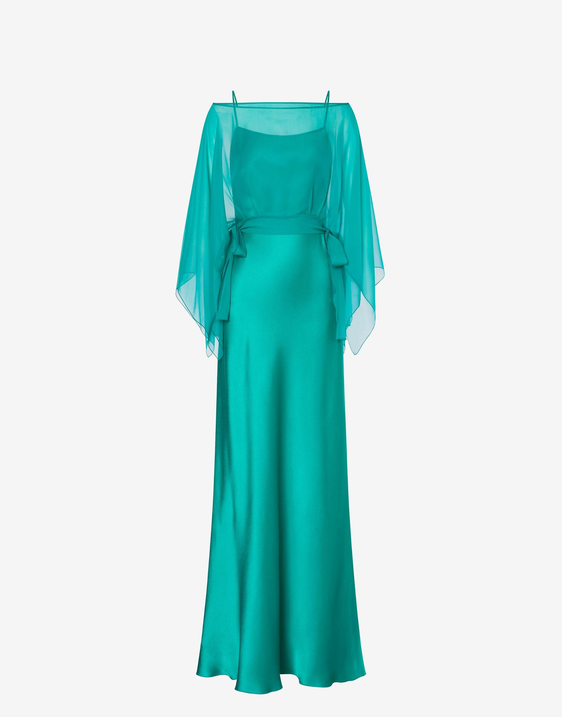 Satin and chiffon long dress Product Image