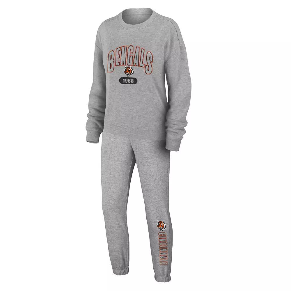 Women's WEAR by Erin Andrews Heather Gray St. Louis Blues Knit Long Sleeve Tri-Blend T-Shirt & Pants Sleep Set,  Product Image