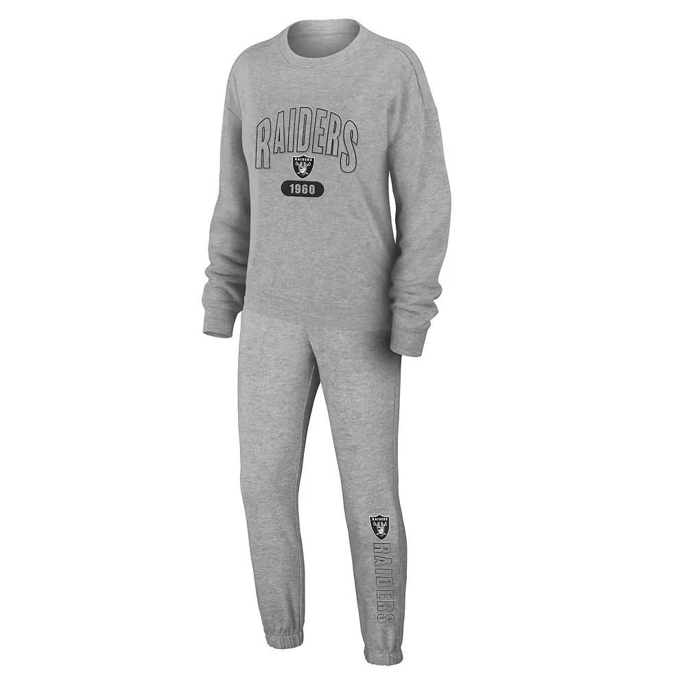 Women's WEAR by Erin Andrews Heather Gray St. Louis Blues Knit Long Sleeve Tri-Blend T-Shirt & Pants Sleep Set,  Product Image
