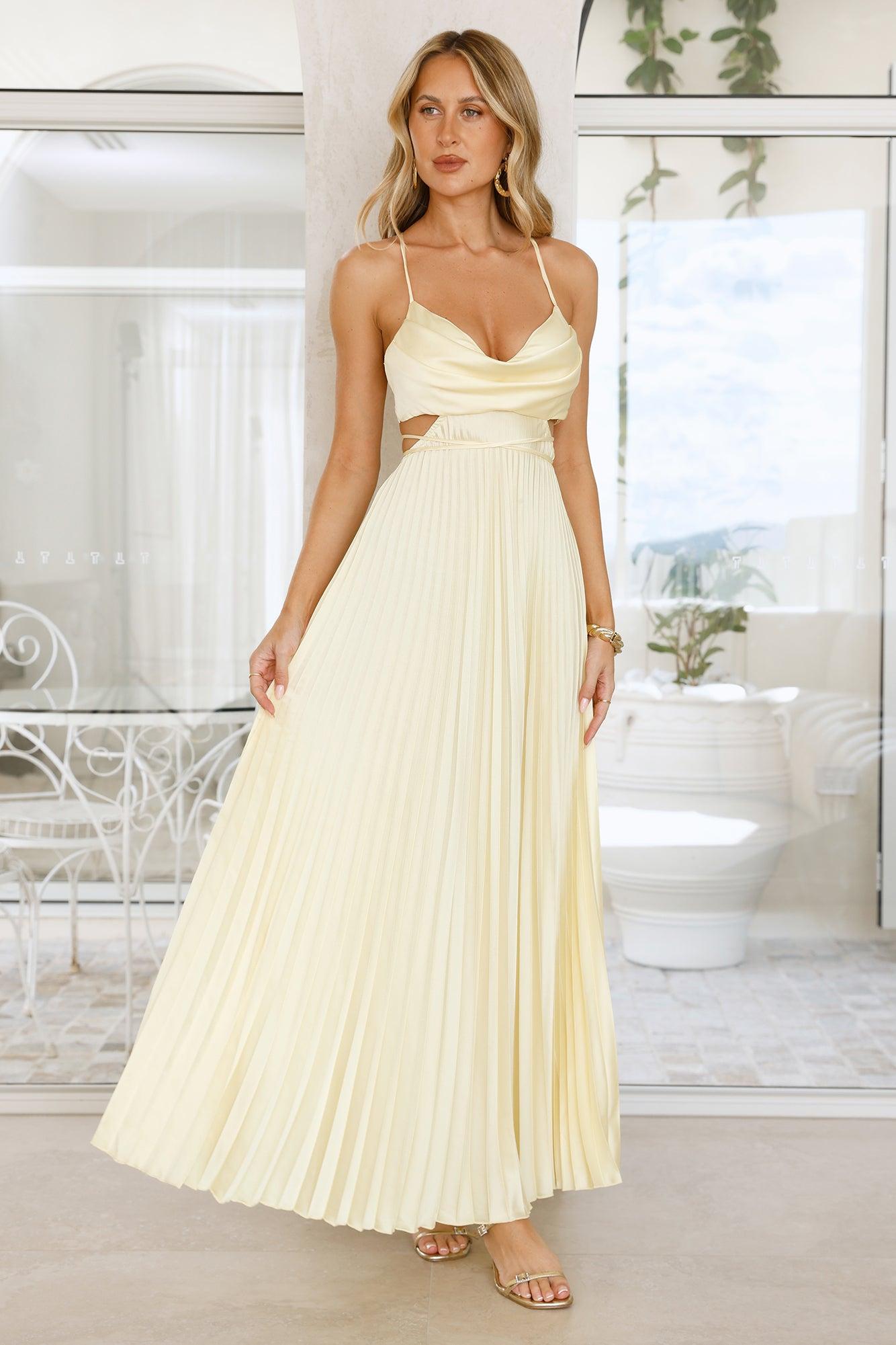 In My Prime Satin Maxi Dress Yellow Product Image