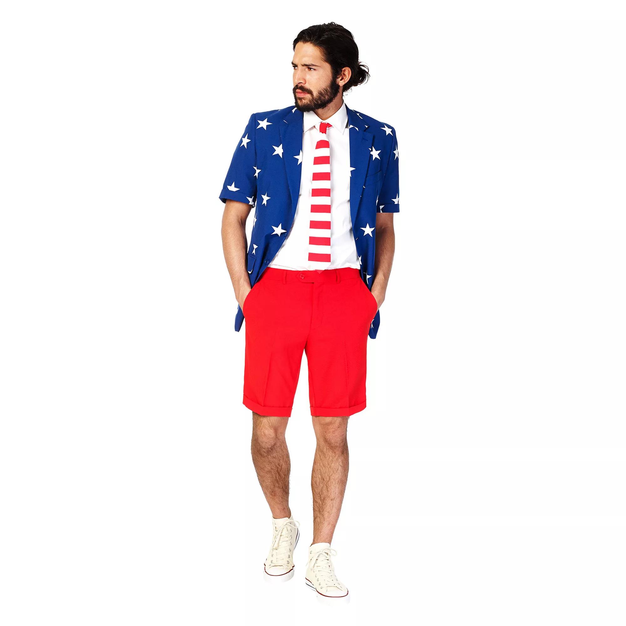 Men's OppoSuits Slim-Fit Stars & Stripes Suit & Tie Set,  Product Image